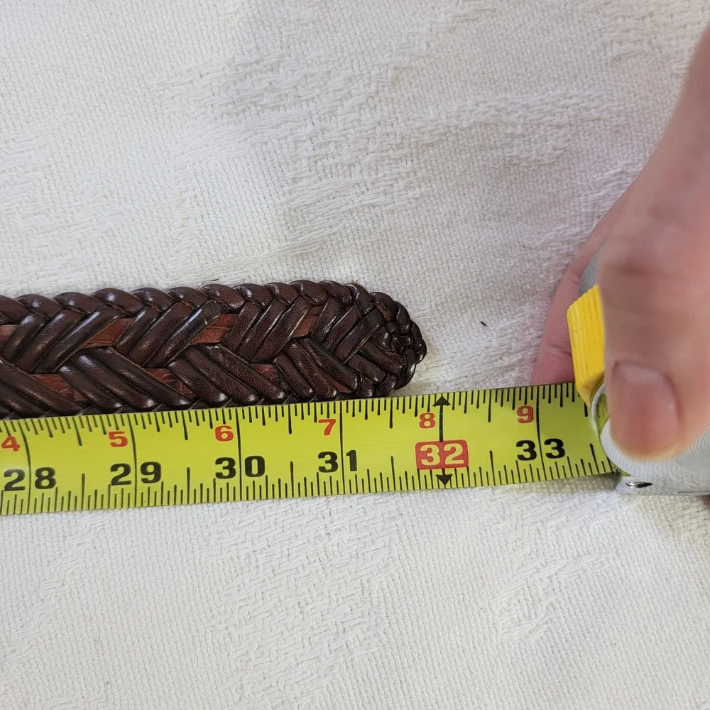 Brighton Mens Brown Braided Leather Belt Engraved Silver‎ Buckle Q6607 Size 28